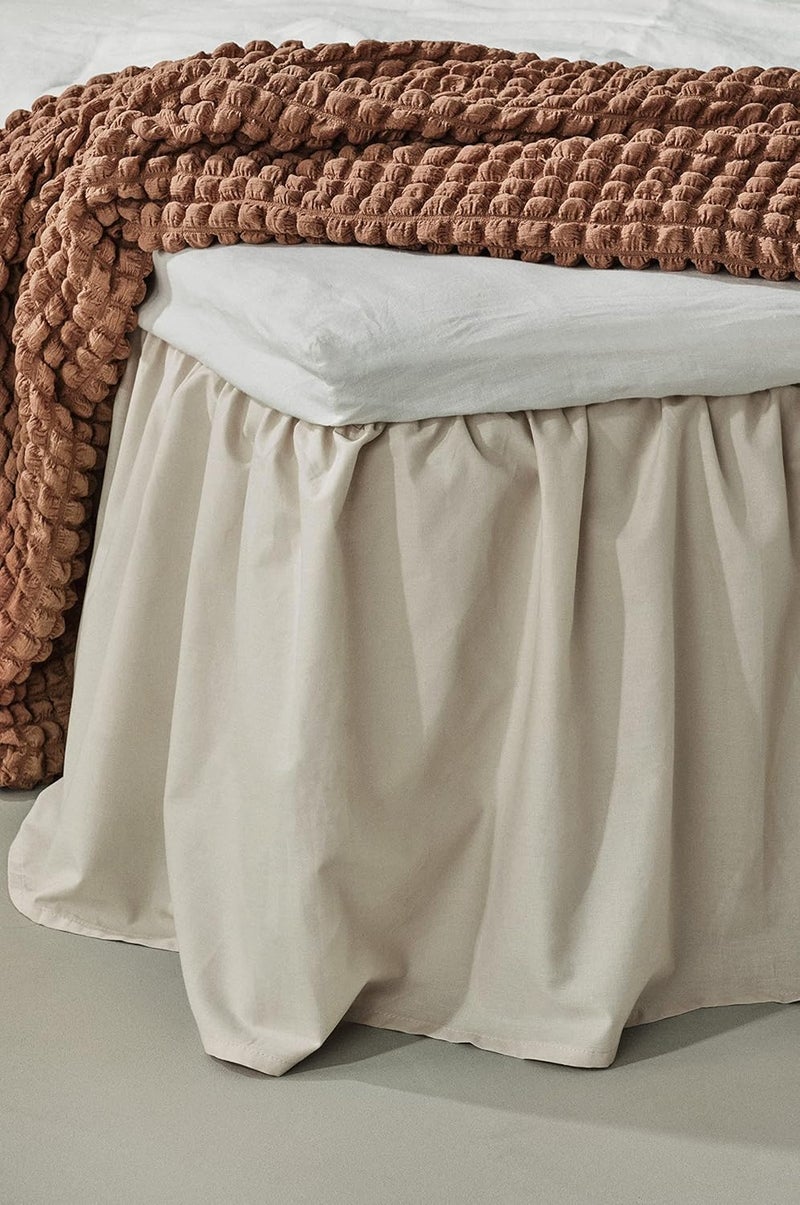 Jotex Zack Valance Bed Skirt, 100% High-Quality Organic Cotton, Height 45 cm, Beige, 120 x 200 cm - Image 1