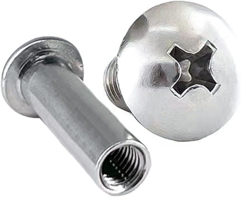 Aopin Scrapbook Photo Albums Screw Post Fit for 0.2inch(5mm) Hole Dia, Female M4x6mm Butt Screw for Binding Leather Saddles Purses Belt Repair, Carbon Steel Nickel Plating, Silver, 25 Sets - Image 1