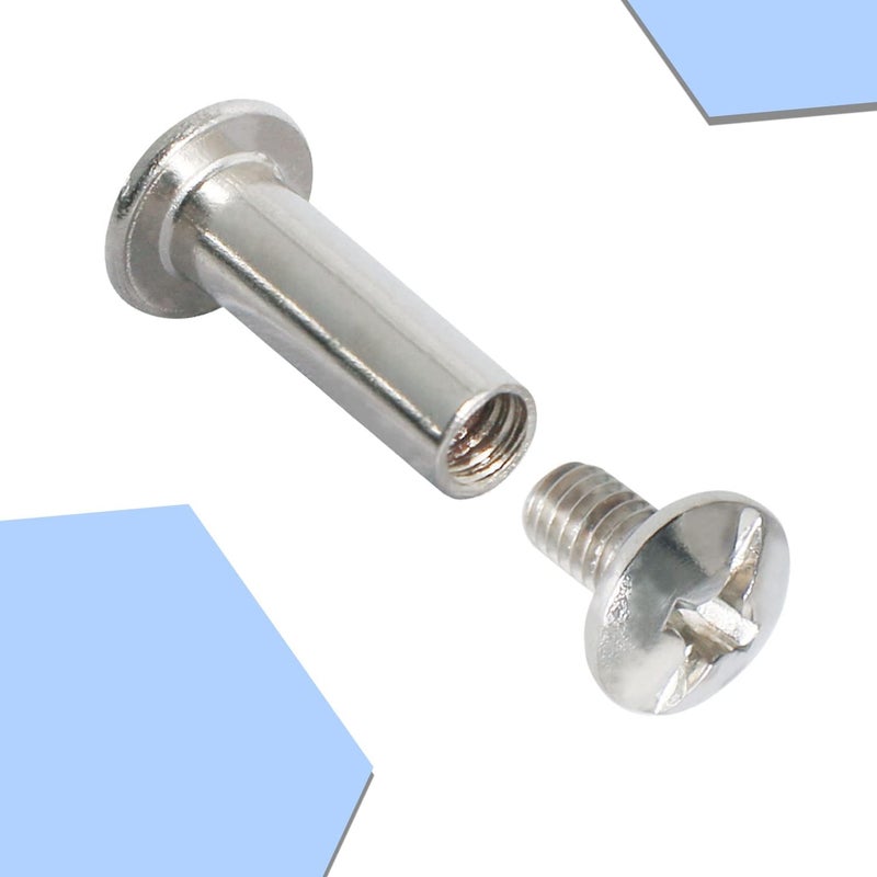 Aopin Scrapbook Photo Albums Screw Post Fit for 0.2inch(5mm) Hole Dia, Female M4x6mm Butt Screw for Binding Leather Saddles Purses Belt Repair, Carbon Steel Nickel Plating, Silver, 25 Sets - Image 3