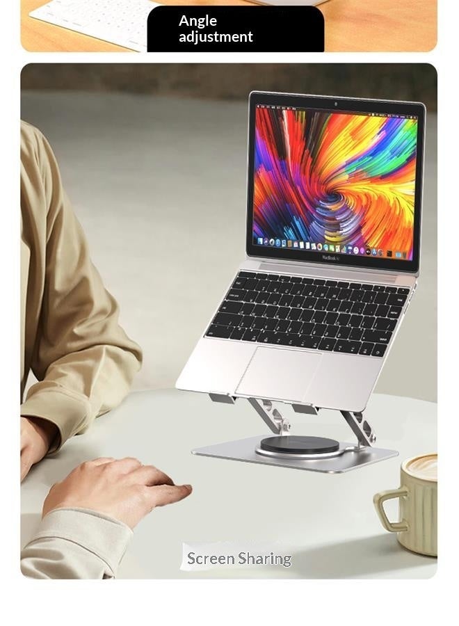Adjustable Aluminum Laptop Stand with 360° Rotation - Foldable Ergonomic Notebook Riser & Cooling Pad - Image 4