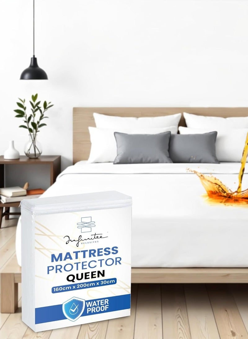 Infinitee Xclusives Queen Size Bedding Combo – Premium Grey 1800 TC Series 4-Piece Bed Sheet Set (90"x102", 60"x80"x16", 20"x30") + 100% Waterproof Mattress Protector (60"x80"x12") – Ultra-Soft, Hypoallergenic, Fade & Wrinkle Resistant - Image 2