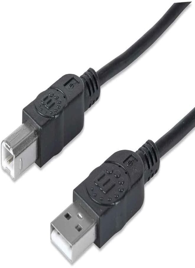 Manhattan - Manhattan 394628 Hi-Speed USB Printer Cable A Male/B Male 3M (10 ft.) - Black - Image 1