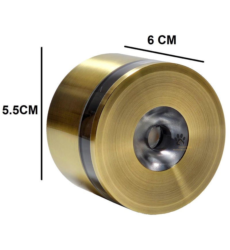 Mufasa 6 Watts Antique Brass Color LED Round Surface Light Cylindrical Shape Indoor Ceiling Mounted Spot Light Down Light Aluminum Body (5.5CM Height) (Warm White) - Image 2
