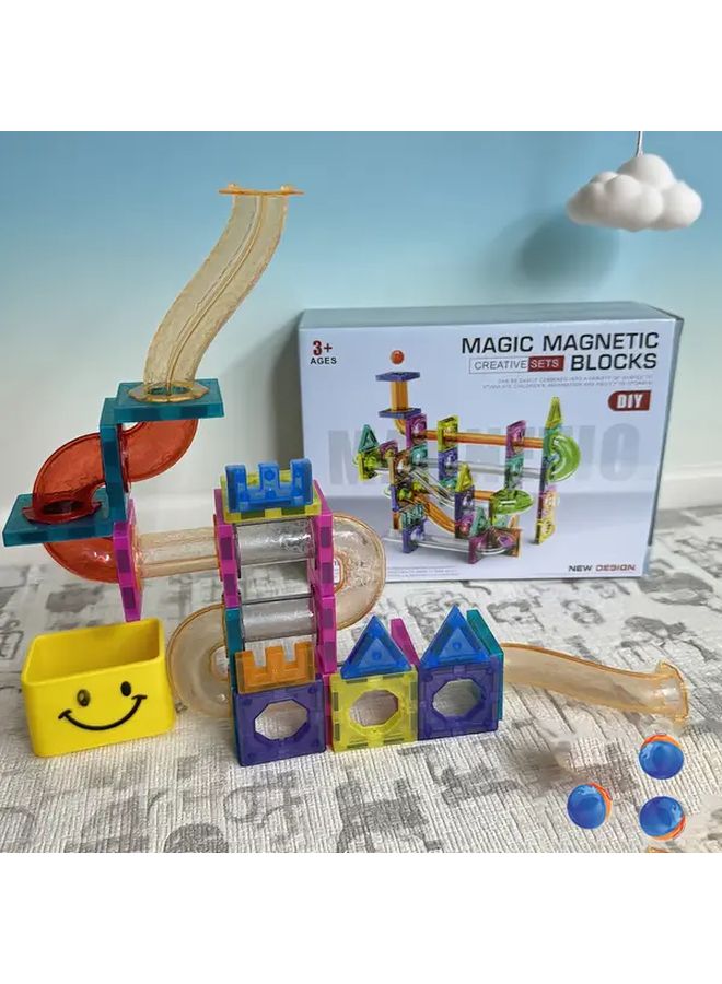 Magnetic Building Blocks Set 73PCS with Slide Track System STEM Learning Toy - Image 3