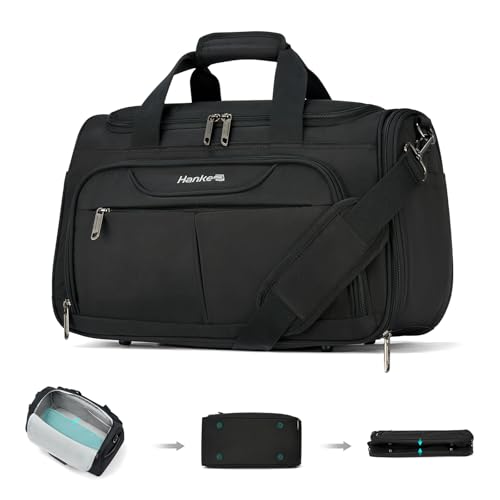 Hanke Underseat Carry On luggage Bags for Travel Foldable Travel Bags for Women Soft Lightweight Personal Item Travel Bag Small Carry On Bags for Airplanes Travel Tote Bags for Women MenBlack - Image 1