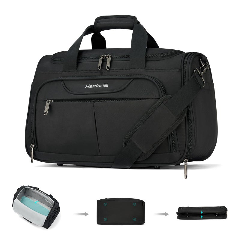 Hanke Underseat Carry On luggage Bags for Travel Foldable Travel Bags for Women Soft Lightweight Personal Item Travel Bag Small Carry On Bags for Airplanes Travel Tote Bags for Women MenBlack - Image 2