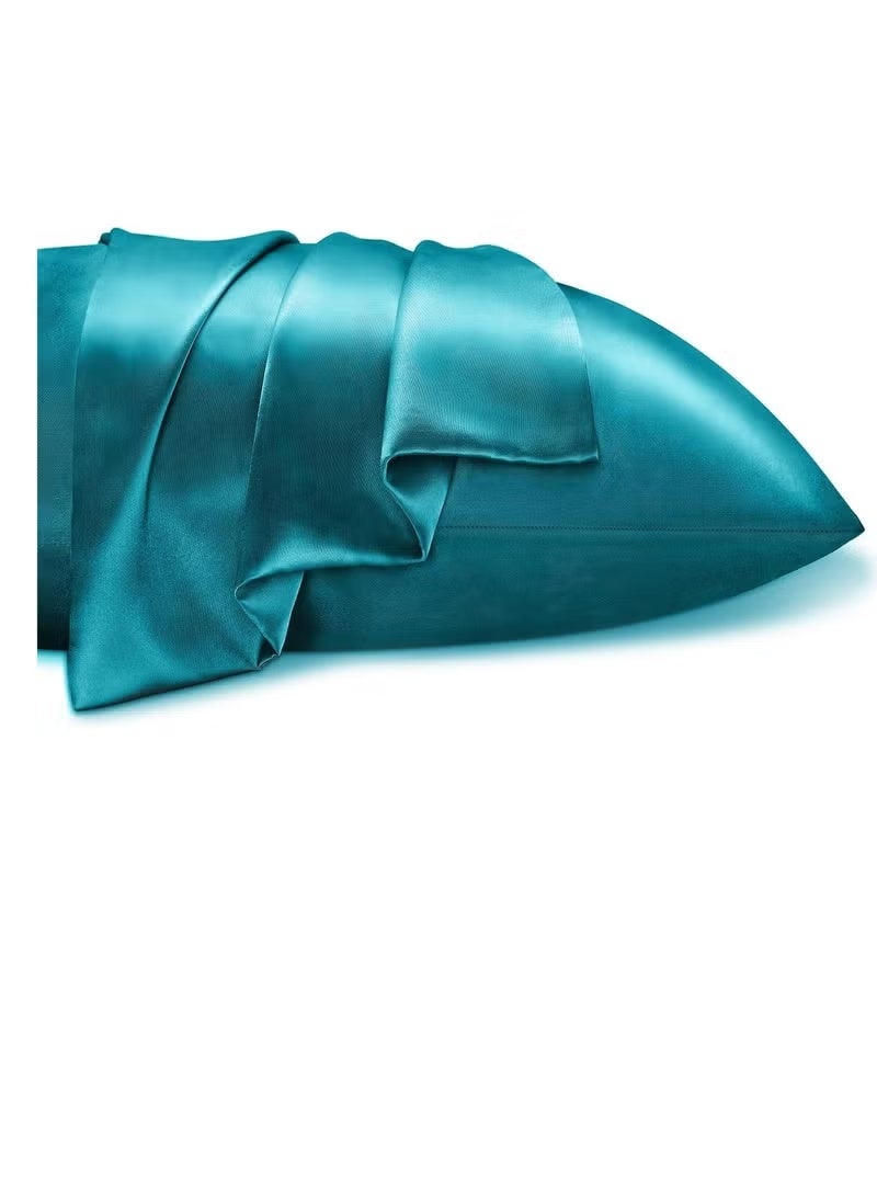 يوكانبي طقم غطاء وسادة من الساتان الحريري عدد 2 – باللون الأخضر الغامق، مقاس كوين 20×29 بوصة (51×76 سم)، أغطية وسائد ناعمة مزدوجة الجوانب بإغلاق مغلف، لطيفة على الشعر والبشرة، فاخرة وأنيقة - Image 2