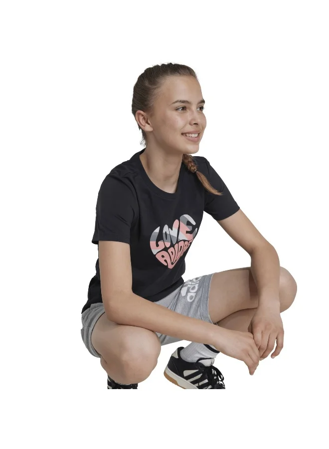 adidas تيشيرت تدريب أسود Xpress للبنات 7-8 سنوات