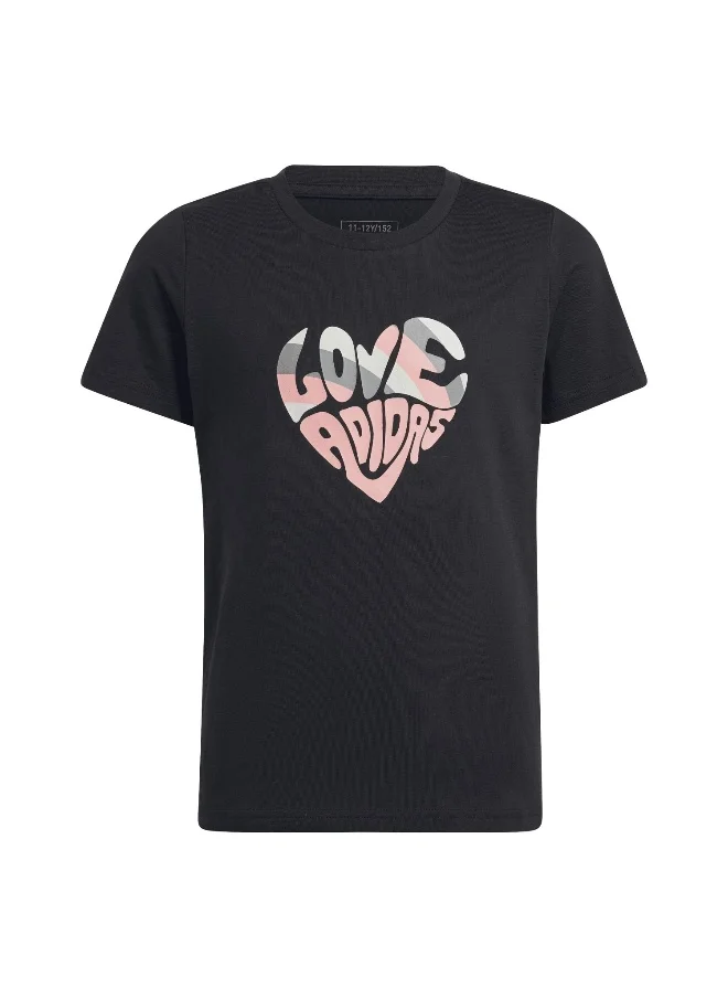 اديداس adidas Xpress Girls Black Training T-Shirts 7-8Y