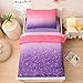 NTBED 4 Pieces Toddler Bedding Set for Baby Girls, Pink Purple Glitter Printed, Includes Comforter, Flat Sheet, Fitted - Image 2