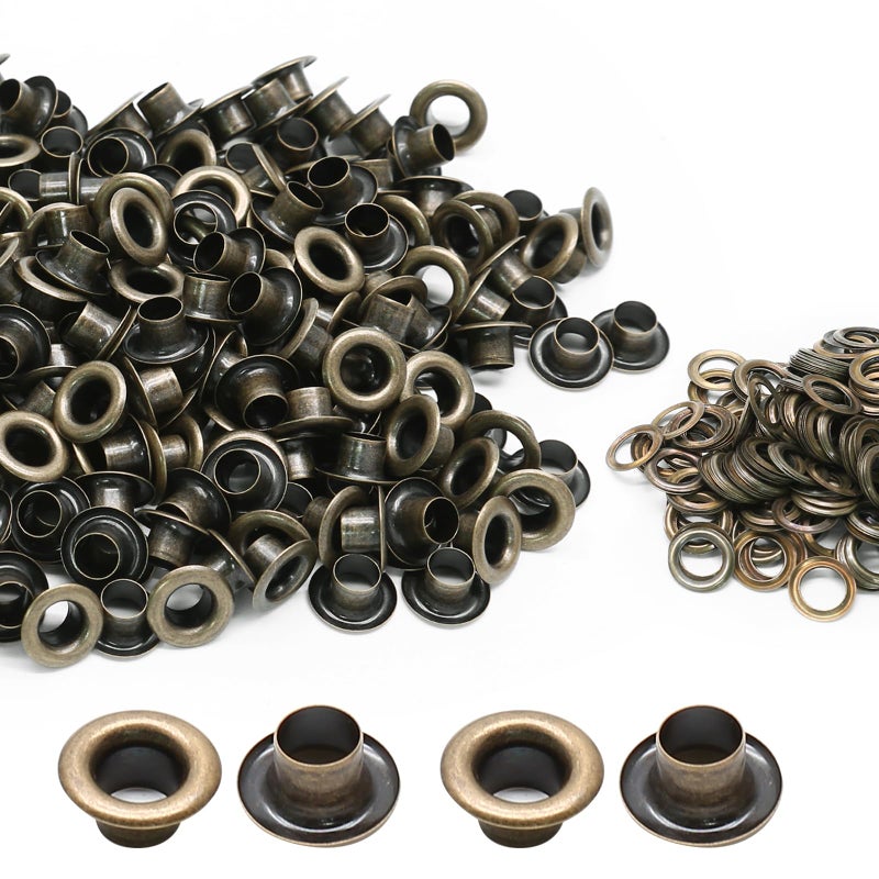 Litoexpe 5MM Grommets Eyelets 200 Pcs, Self Backing Eyelets for Bead Cores, Clothes, Leather, Canvas (Antique Brass) - Image 1