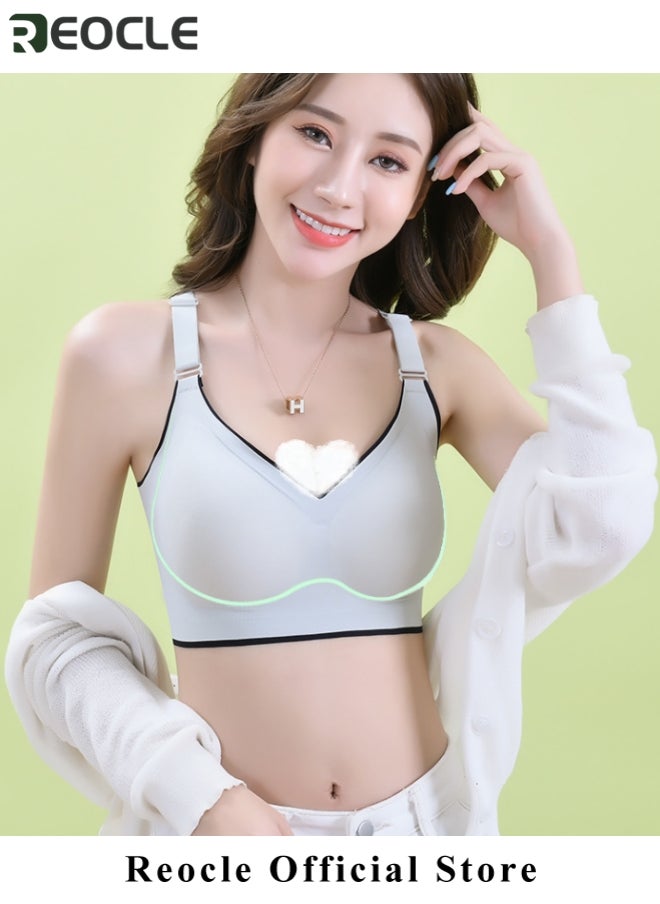 REOCLE - Women's Wire-Free Push Up Bra Seamless Front Closure Lace Butterfly Daily Bra Butterfly Embroidery Front Closure Bra Adjustable Butterfly Back Bras - Image 1