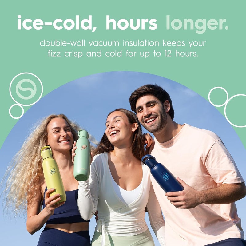 SodaStream Fizz & Go Cool - All Metal Bottle (Mint) Carbonating Bottle Capacity 0.9L Air & land transit compatible - Image 2