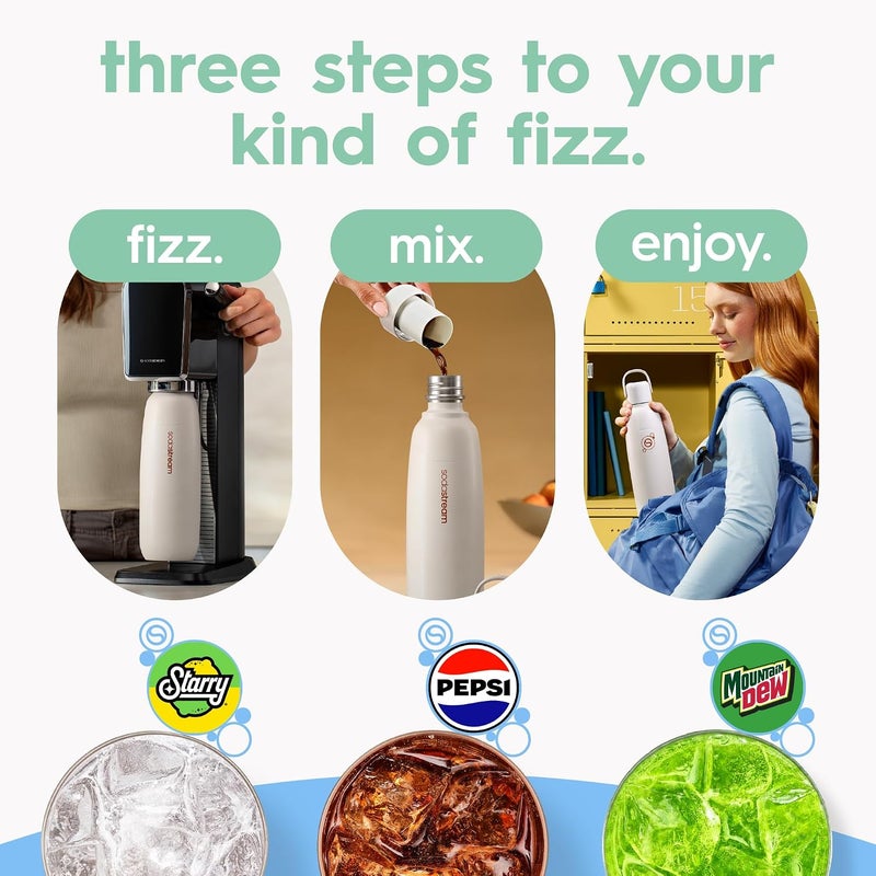 SodaStream Fizz & Go Cool - All Metal Bottle (Mint) Carbonating Bottle Capacity 0.9L Air & land transit compatible - Image 3