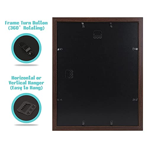 Frametory, 11x14 Picture Frame with Mat for 8x10 Photo - High Definition Glass Wide Molding - Preinstalled Wall Mounting Hardware (Brown, 1 Pack) - Image 5