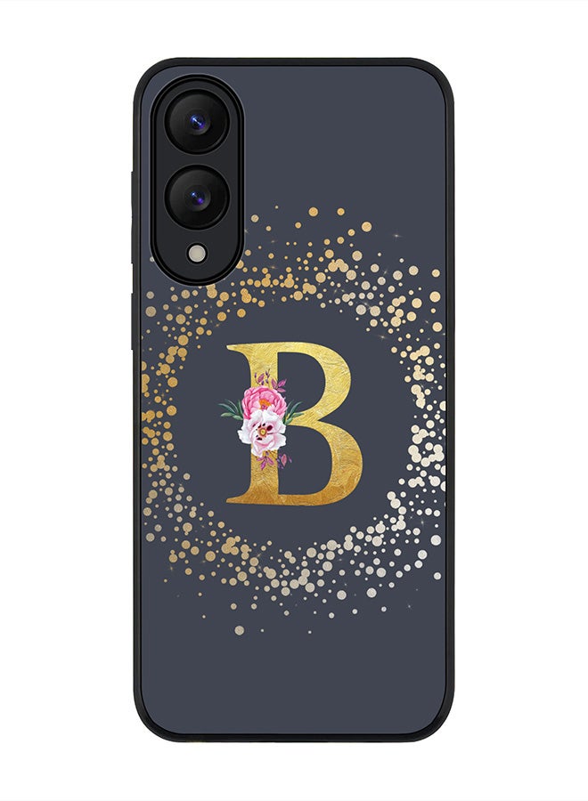 Stylizedd For Samsung Galaxy S25 Edge Case,Slim fit Camera Protection, Shockproof Thin Phone cover  - Custom Monogram Floral - B  (Grey )