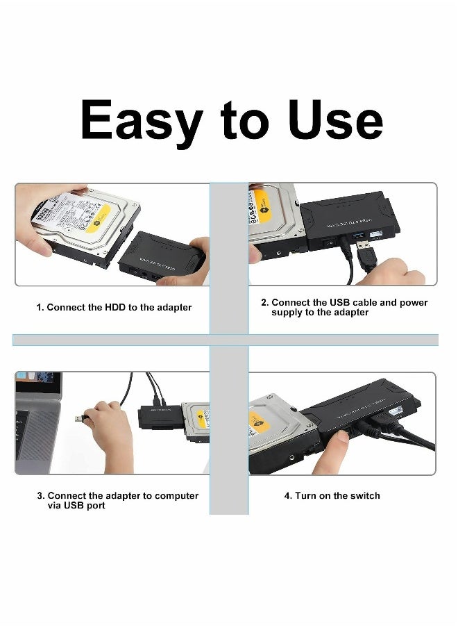 Generic - SATA/IDE to USB 3.0 Adapter, Hard Drive Adapter with 12V 2A Power Supply Support 6TB, Hard Drive Reader for Universal 2.5/3.5-Inch IDE and SATA External HDD/SSD - Image 1