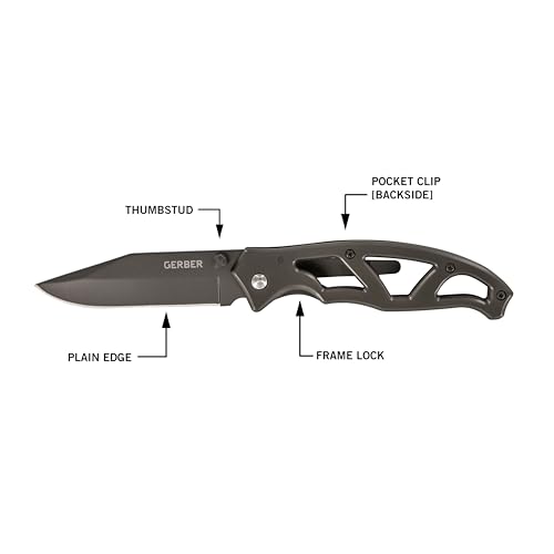Gerber سكين جيبر جير بارافريم I EDC القابلة للطي، 3" حافة دقيقة مع قفل إطار أمان، فولاذ مقاوم للصدأ، رمادي - Image 4
