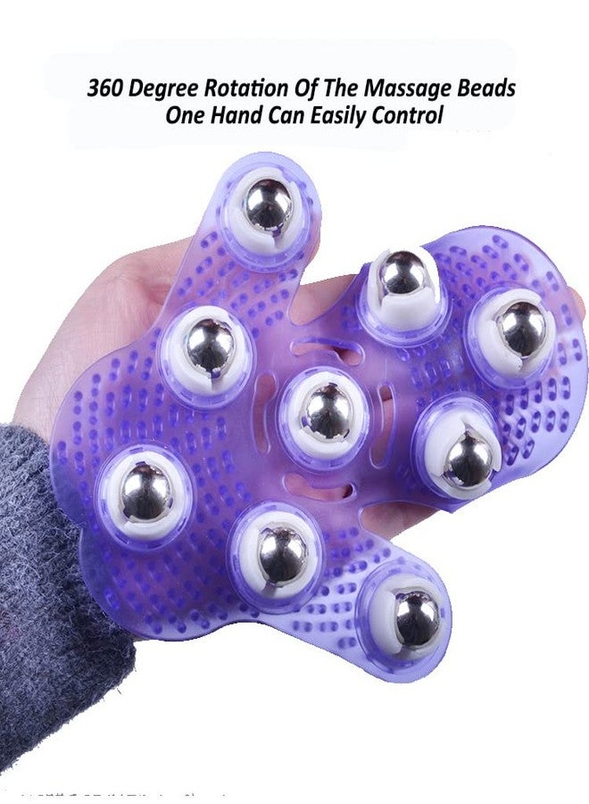 Topwon Palm Shaped Massage Glove 360-degree-roller Metal Roller Ball Beauty Body Care,Cellulite Reduction (Purple) - Image 2