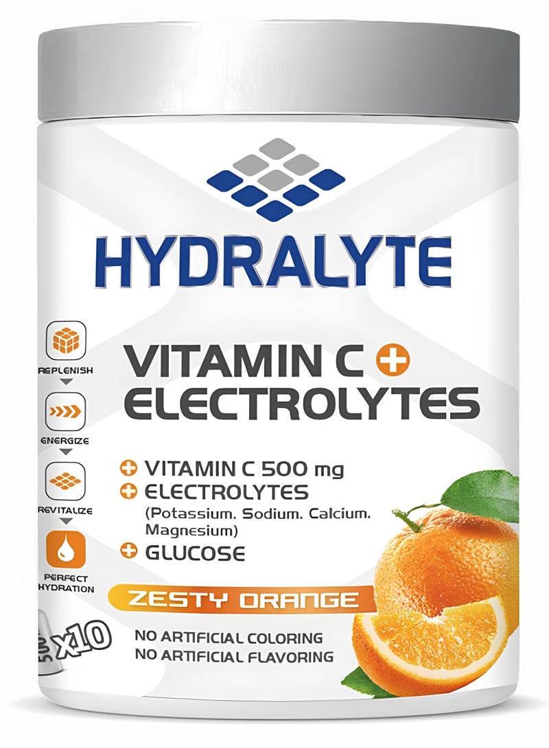 Hydralyte VITAMIN C 500 mg + ELECTROLYTES + GLUCOSE ZESTY ORANGE 200 gm - Image 1