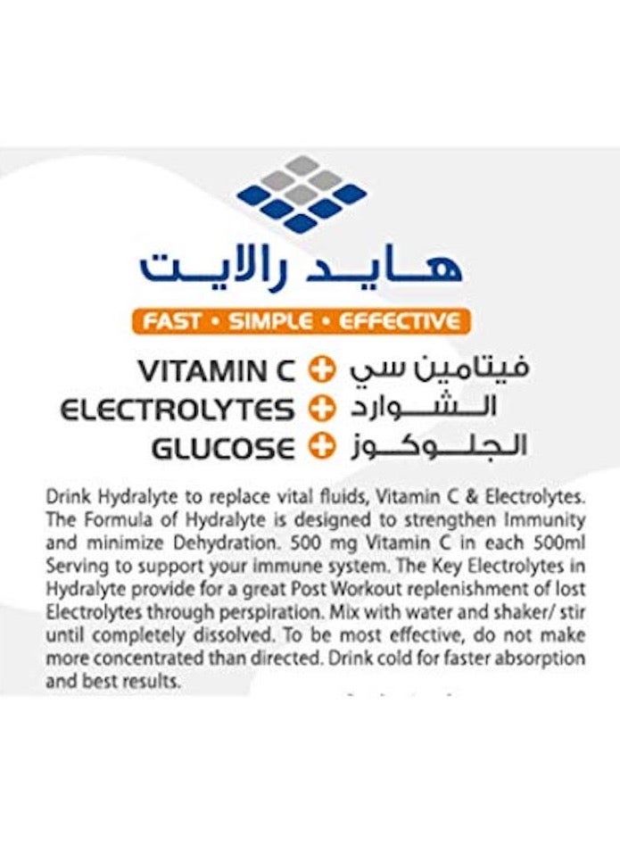 Hydralyte VITAMIN C 500 mg + ELECTROLYTES + GLUCOSE ZESTY ORANGE 200 gm - Image 2