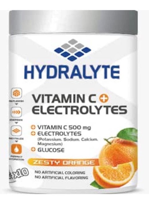 Hydralyte Zesty Orange Flavor Vitamin C + Electrolyte Powder Sports Drink Mix Jar, 200g