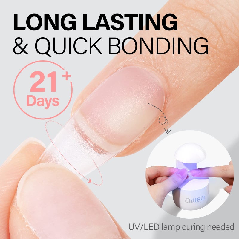 AILLSA 2PCS Gel Nail Glue for Acrylic Nails, 4 in 1 Super Strong Adhesive for False Tips, UV Curing Needed, 15ml High Capacity Extension Brush On for Rhinestone Pearl Foil - Image 3