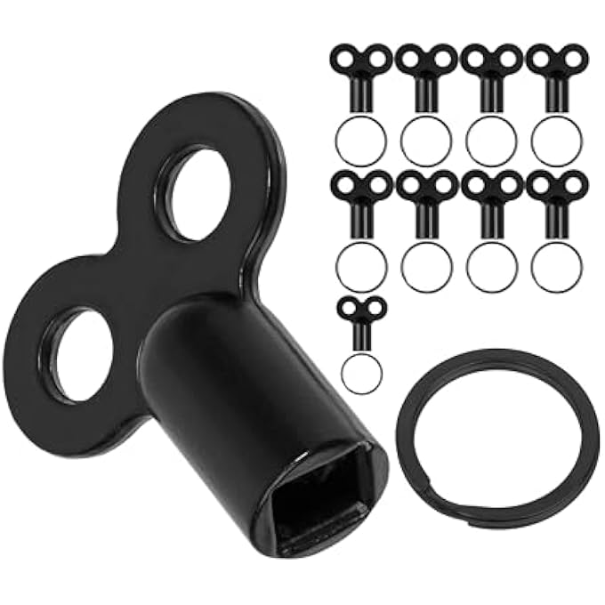 RADIATOR BLEED KEY SET, 10 PACK, IN BLACK, WITH KEY RING, SQUARE KEY FOR 5 MM EDGE LENGTH RADIATOR VALVES, HEATER BLEED KEYS, RADIATOR BLEED SPLIT RING KIT - Image 2