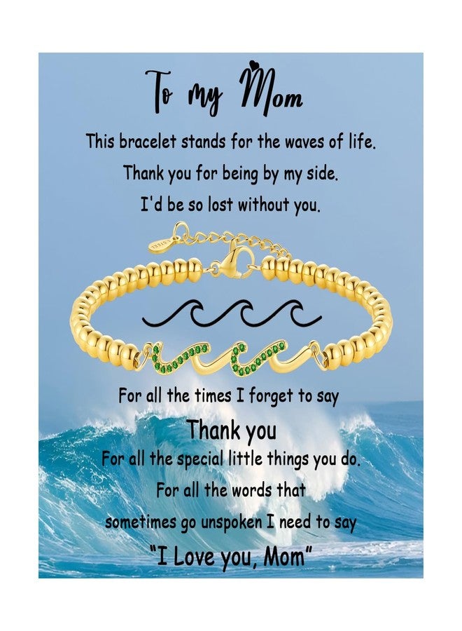 BABORI Birthday Gift for Mom, Mom Birthday Gifts from Daughter, Mothers Birthday Mother of the Bride Best Mom Ever Gifts Wave Bracelet - Image 1