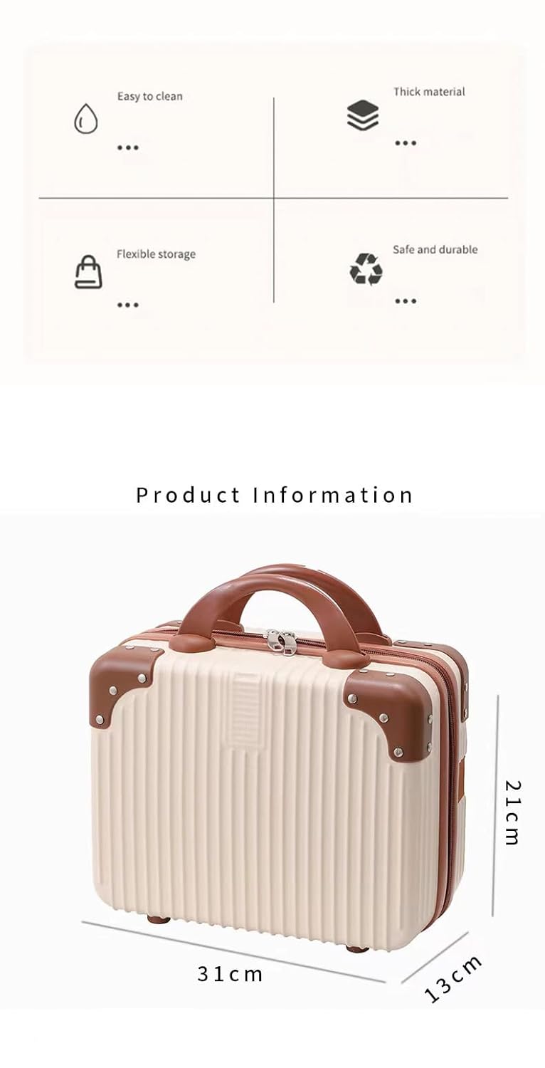 SUNBEET Makeup Case Suitcase, Mini Bag, Mini Hard Shell Travel Luggage, Women Portable Water Proof Carrying Suitcase, Organizer Bag, Small Hard Shell Cosmetic Lugge Bag, Water Proof (B-Cream) - Image 5