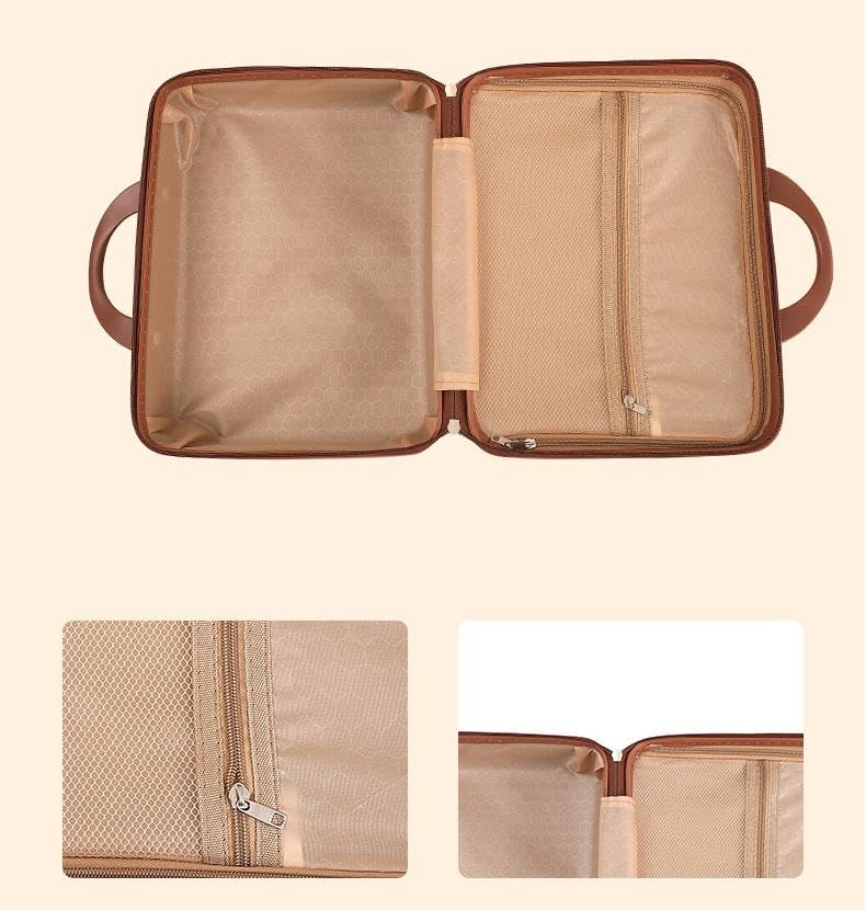 SUNBEET Makeup Case Suitcase, Mini Bag, Mini Hard Shell Travel Luggage, Women Portable Water Proof Carrying Suitcase, Organizer Bag, Small Hard Shell Cosmetic Lugge Bag, Water Proof (B-Cream) - Image 4
