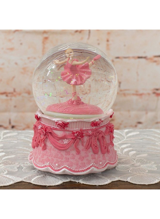 Elanze Designs Elanze Designs Ballerina Arabesque Pose Rotating Tabletop Dresser Nightstand Figurine Decoration 100MM Sturdy Glitter Water Wind Up Musical Snow Globe Plays Tune Swan Lake  - Image 2