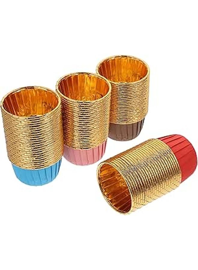 Heat Resistant Foil Cupcake Liners 100pcs Assorted Colors Pink Blue Brown Red - Image 1