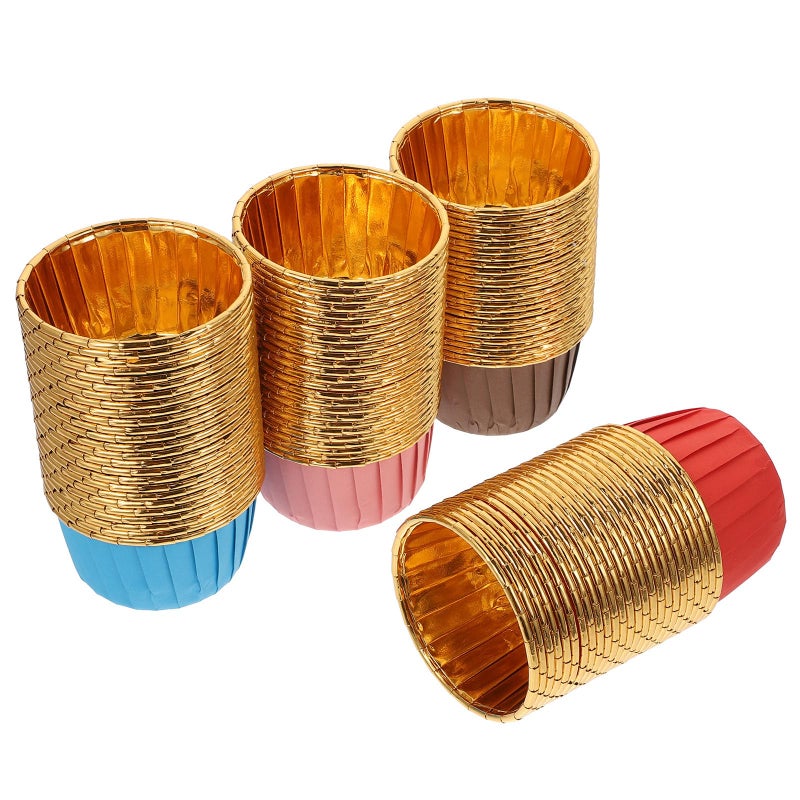 Heat Resistant Foil Cupcake Liners 100pcs Assorted Colors Pink Blue Brown Red - Image 2