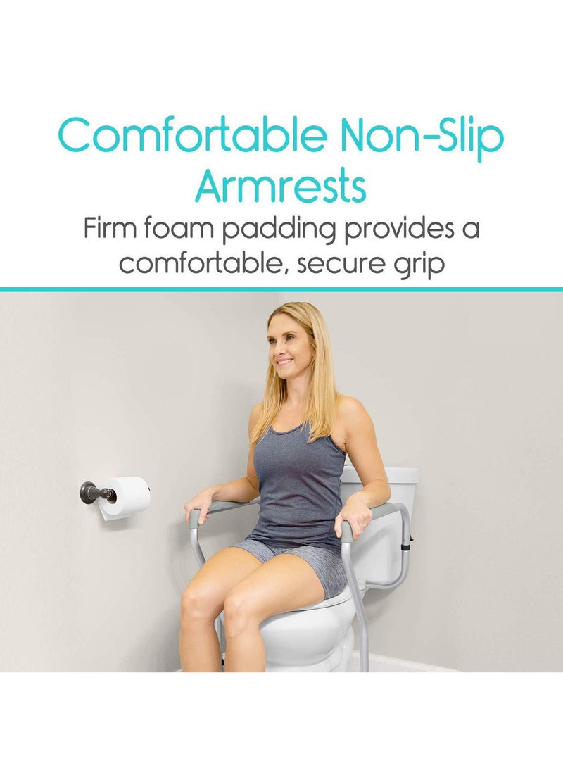 XiuWoo Toilet Safety Frame, Adjustable Toilet Rail and Grab Bar, Aluminium Toilet Frame, Lightweight Non-Slip, for Assist Elderly Seat Support Bath,Grey - Image 4