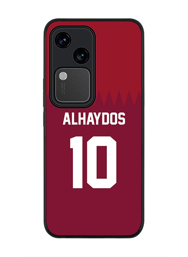 Stylizedd Rugged Black edge case for Vivo V30 5G, Slim fit Soft Case Flexible TPU Gel Thin Cover -  Football Team - Qatar, Player Name - Alhaydos - Image 1