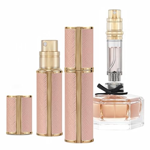 muilsae 5ml Perfume Spray Bottle AG00RG Leather Refillable Dispenser Bottom Fill Fragrance Scent Container Portable and Leakproof Suitable for Traveling Outgoing Rose Gold - Image 1