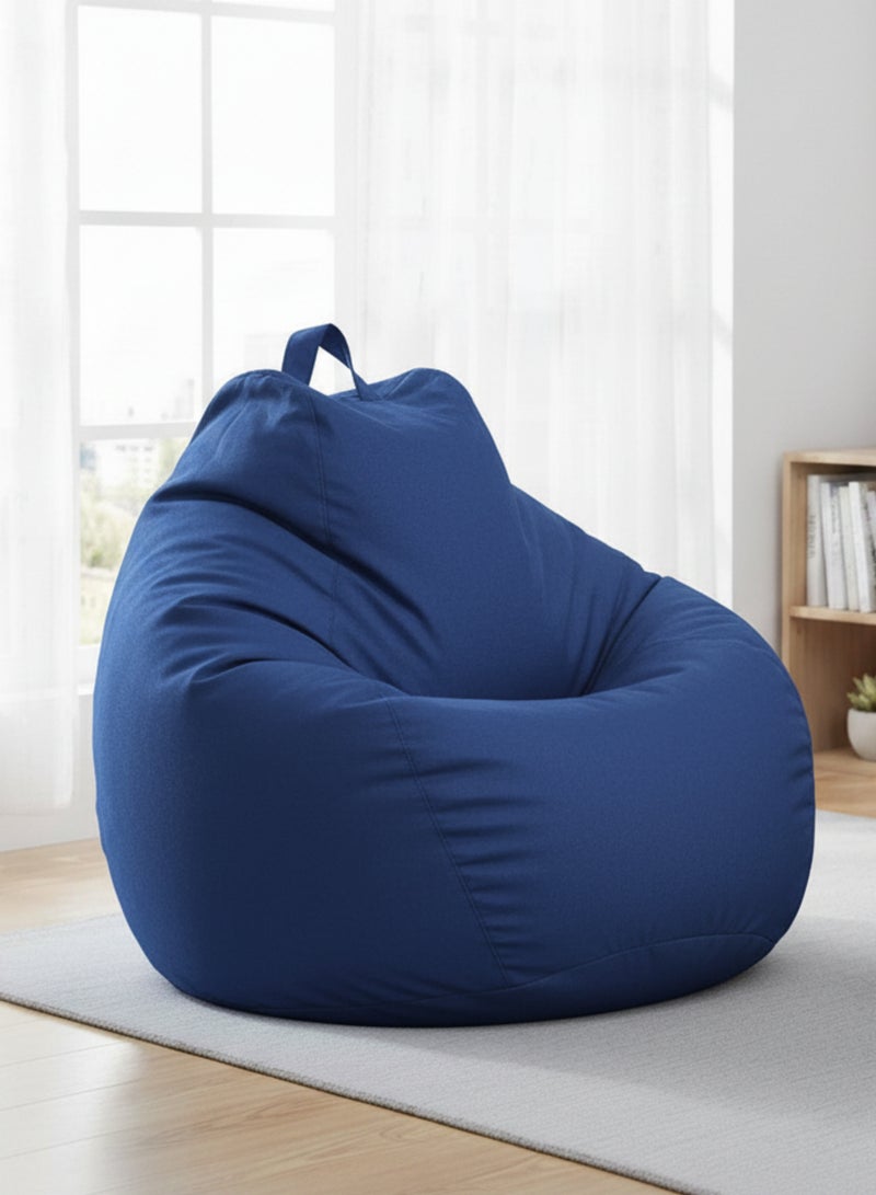 Harmony Home HarmonyHome Classic Bean Bag Chair – XL Round Linen Fabric Bean Bag with Polystyrene Beads, Soft, Durable & Lightweight Seating for Home, Bedroom, Lounge & Living Room (Dark Blue) - Image 1
