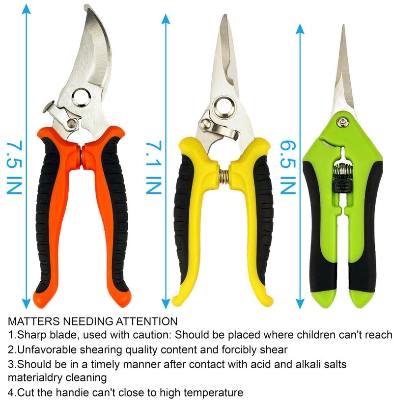 lengnoyp Pruning Shears, 5 Pack Garden Shears with Gardening gloves, Clippers Handheld, Stainless Steel Garden Snips, Lengnoyp Pruners for Gardening - Image 3