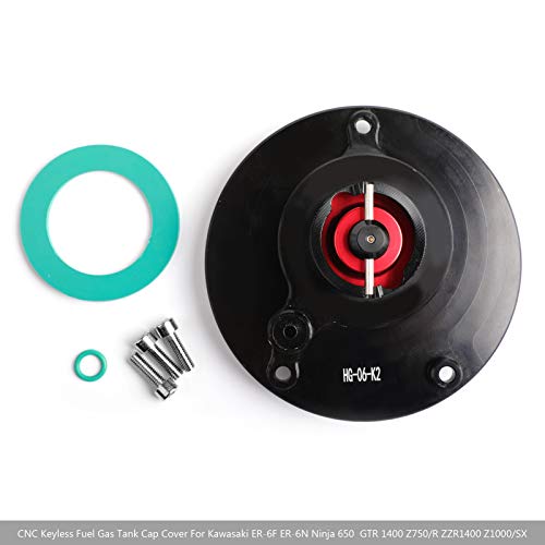 Areyourshop CNC Keyless Fuel Gas Tank Cap For Kawasaki ER-6F ER-6N Ninja 650 2009+, GTR 1400 2010+, Ninja 1000 ZX-10R 2008+, Ninja 600 ZX-6R 2009+, VERSYS 1000 ABS 2012-2018, Z750 Z750R 2007-2016 Red - Image 4