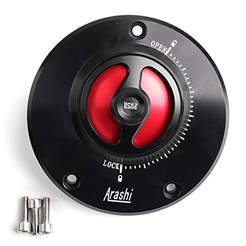 Areyourshop CNC Keyless Fuel Gas Tank Cap For Kawasaki ER-6F ER-6N Ninja 650 2009+, GTR 1400 2010+, Ninja 1000 ZX-10R 2008+, Ninja 600 ZX-6R 2009+, VERSYS 1000 ABS 2012-2018, Z750 Z750R 2007-2016 Red - Image 1