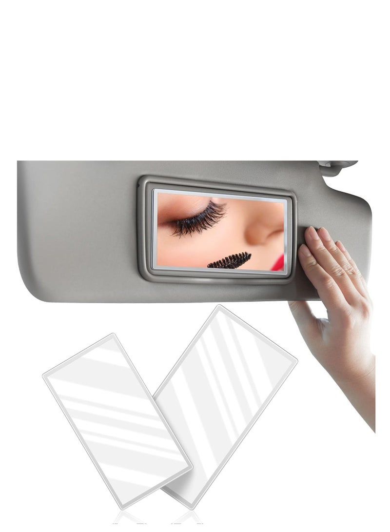 2 Pieces Car Visor Mirrors Makeup Mirror for Car Visor Stick on Car Vanity Mirror Sun-Shading Cosmetic Mirror Large Stainless Steel Wife Girlfriend Make Up in Car 5.91 x 3.15 Inch and 4.33 x 2.36 Inch - Image 1