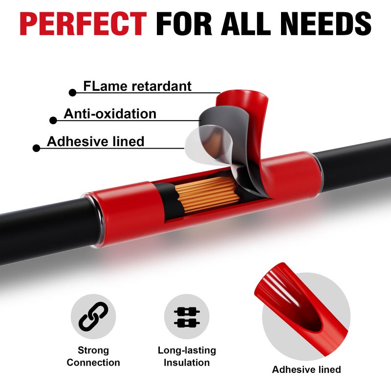 Sanuke 120PCS Heat Shrink Tubing Kit - 3:1 Ratio - Adhesive Lined Dual Wall Tube - Waterproof Marine Grade Shrink Tubing - Electrical Industrial Wire Wrap - Red - Image 3