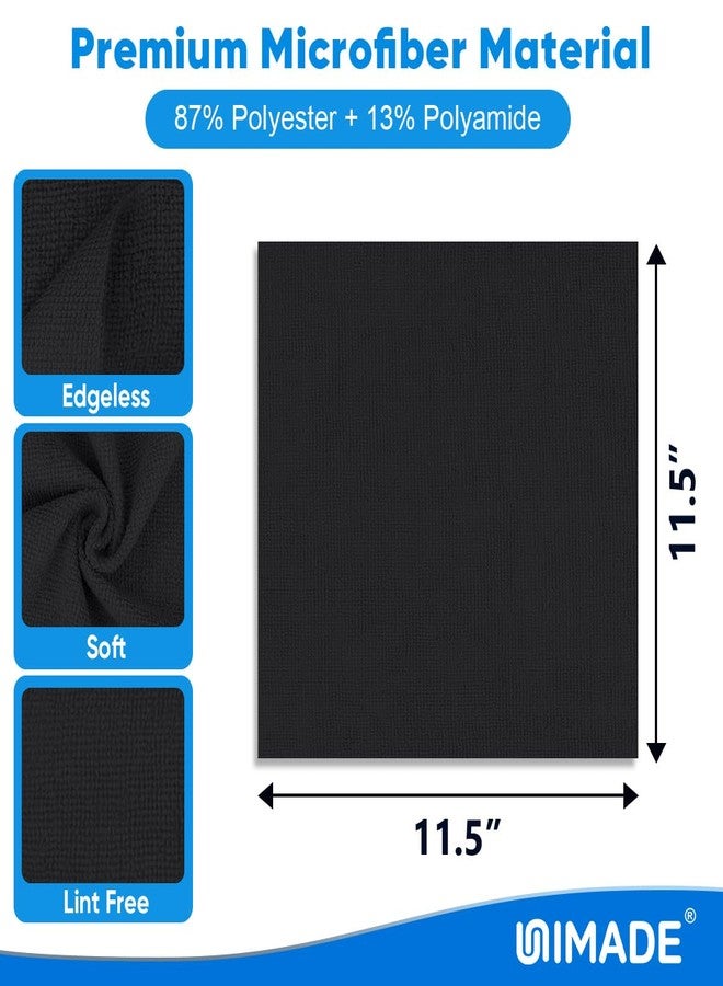 UNIMADE Microfiber Cleaning Cloth, 50 Pack Microfiber Towels for Cars Reusable Shop Rags Bulk Lint Free Cleaning Towels for Car Kitchen Automotive Bar Mechanic Restaurant Garage, 11.5"x 11.5", Black - Image 2