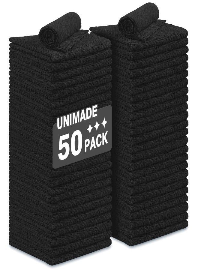 UNIMADE Microfiber Cleaning Cloth, 50 Pack Microfiber Towels for Cars Reusable Shop Rags Bulk Lint Free Cleaning Towels for Car Kitchen Automotive Bar Mechanic Restaurant Garage, 11.5"x 11.5", Black - Image 1