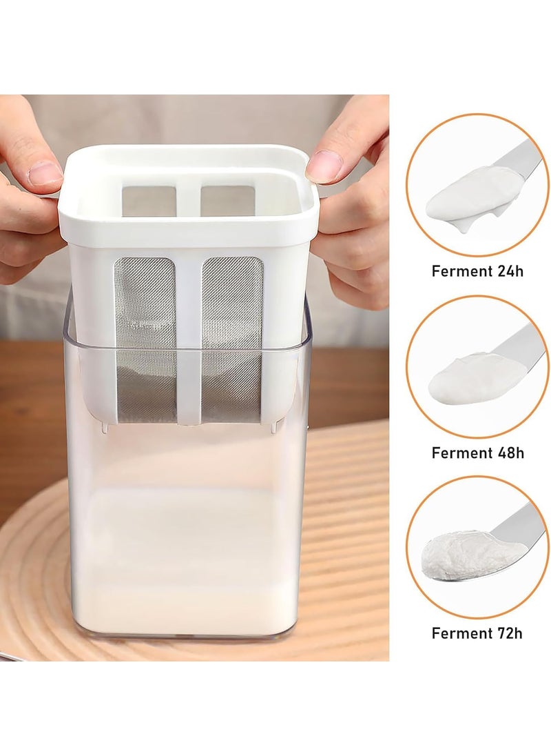 CLICKSY - CLICKSY Greek Yogurt Curd Maker 1100ml Fine Mesh Strainer with Lid Multifunctional Yoghurt Filter Curd Maker for Home Whey Separator Perfect for Homemade Yogurt Curd Cheese More - Image 1
