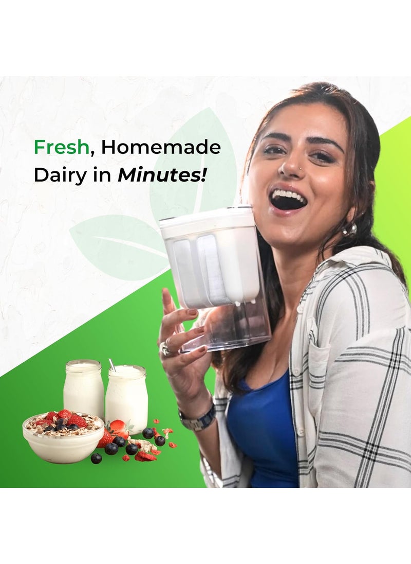 CLICKSY - CLICKSY Greek Yogurt Curd Maker 1100ml Fine Mesh Strainer with Lid Multifunctional Yoghurt Filter Curd Maker for Home Whey Separator Perfect for Homemade Yogurt Curd Cheese More - Image 1