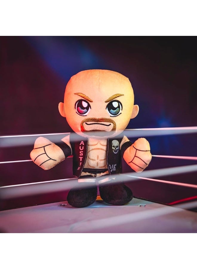 Bleacher Creatures دمى بلاتشر كريتشورز WWE ستون كولد ستيف أوستن 8 إنش كوريشا محشوة - لعبة شبيهة بشخصية ناعمة مستوحاة من تشيبي - Image 4