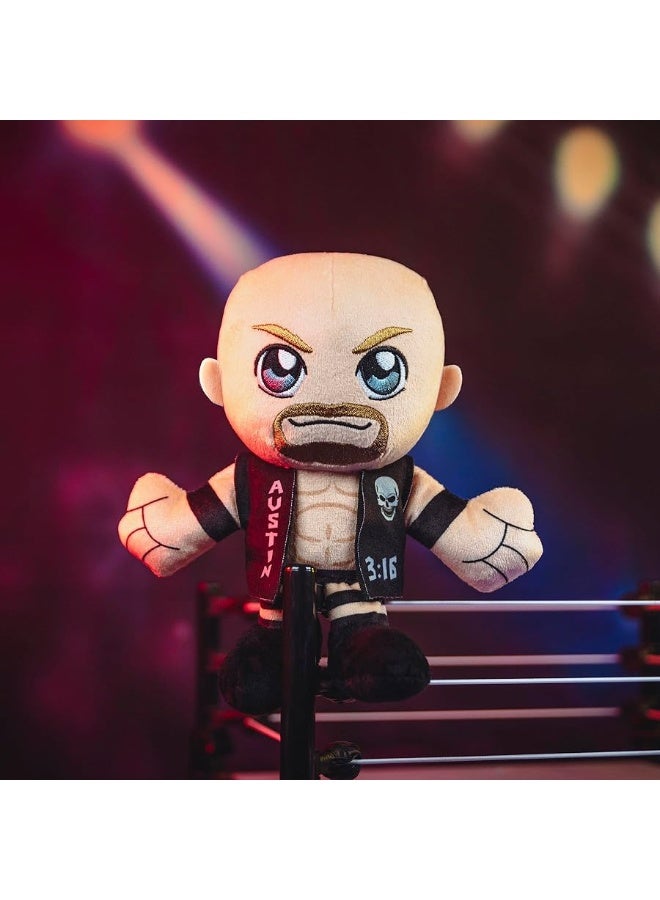 Bleacher Creatures دمى بلاتشر كريتشورز WWE ستون كولد ستيف أوستن 8 إنش كوريشا محشوة - لعبة شبيهة بشخصية ناعمة مستوحاة من تشيبي - Image 5
