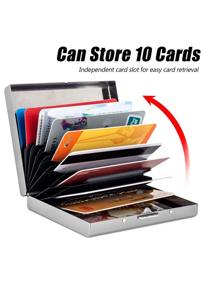 Aluminum Alloy Card Holder, RFID Protected, Unisex Adults, silvery, 10 Card Slots, Modern Style  - Image 2